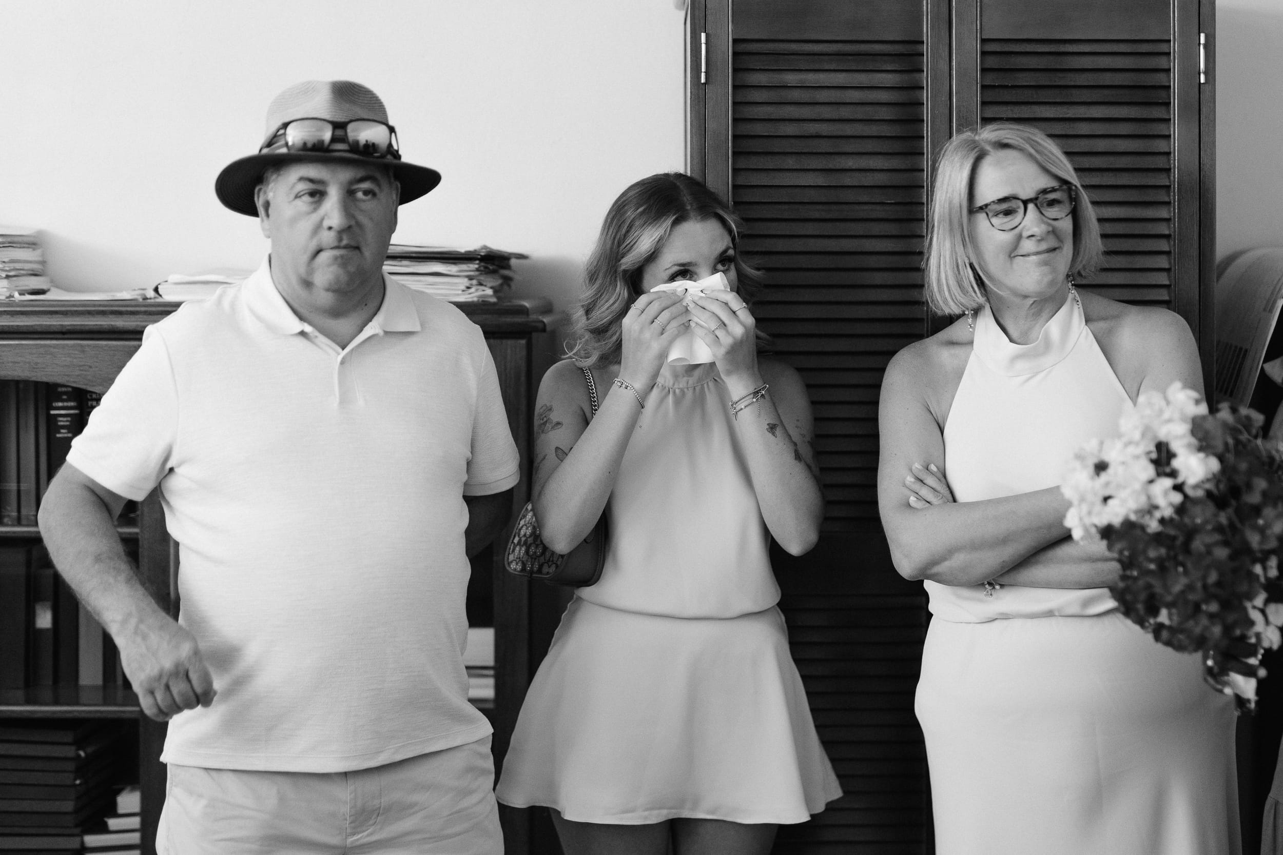 guests crying at a barbados courthouse wedding
