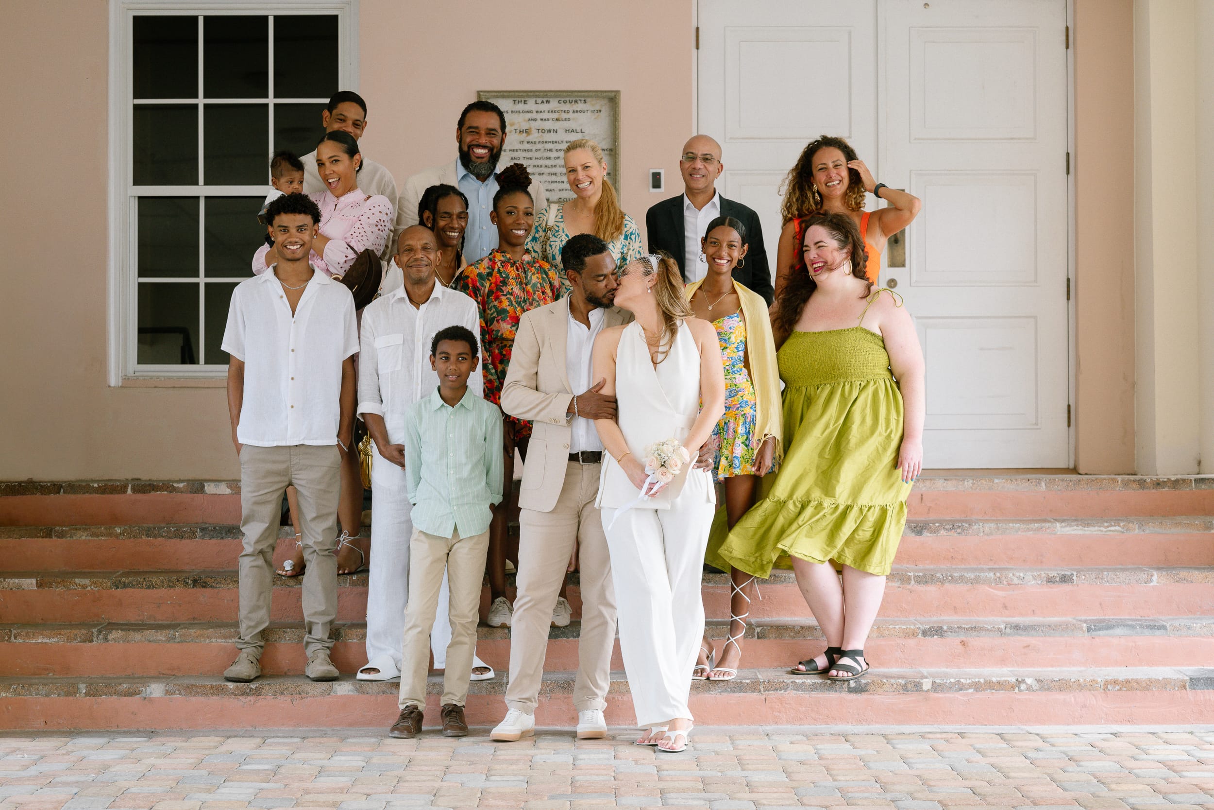 family photo at the barbados courthouse wedding