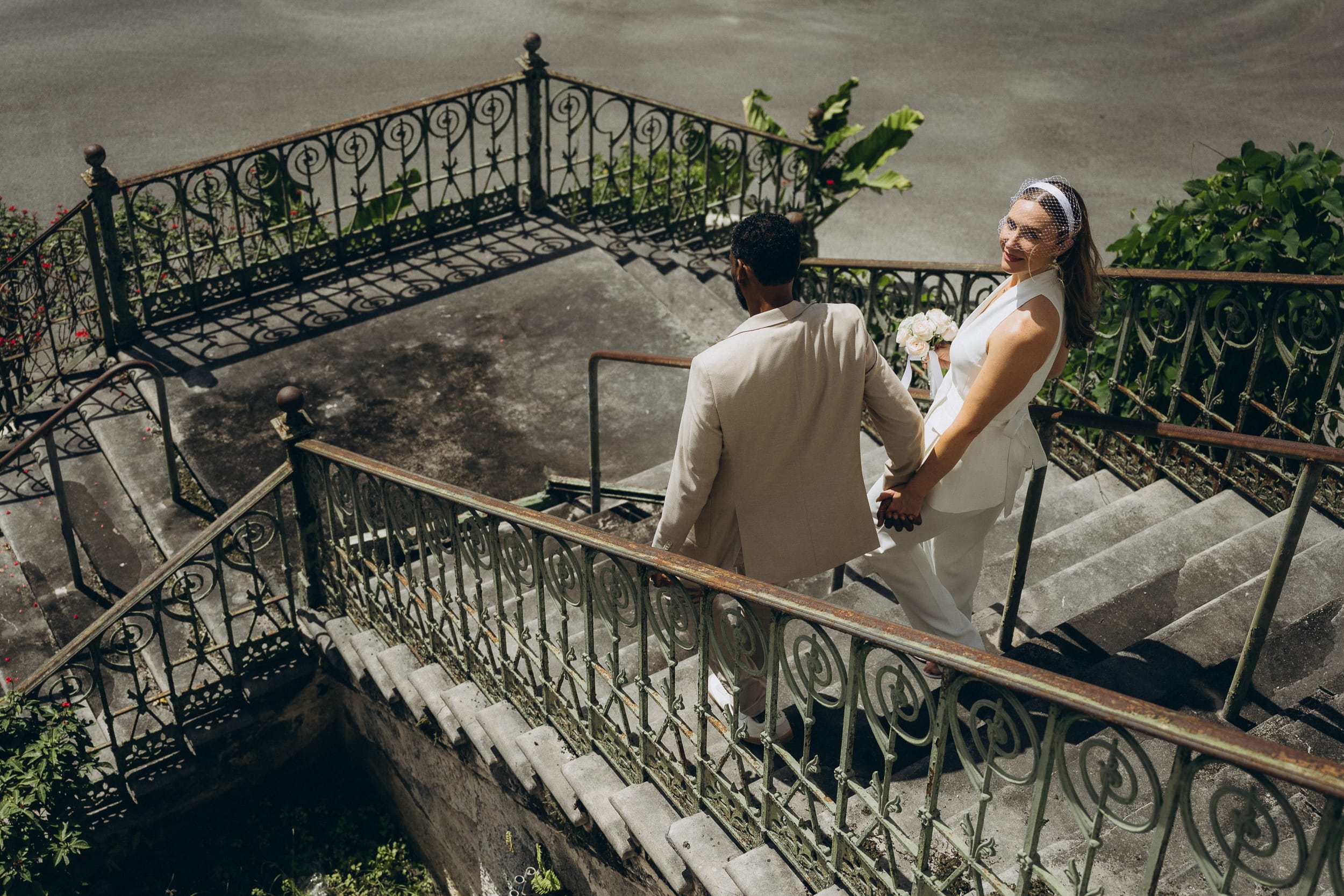 Bride and Groom walk together after their Barbados Courthouse Wedding