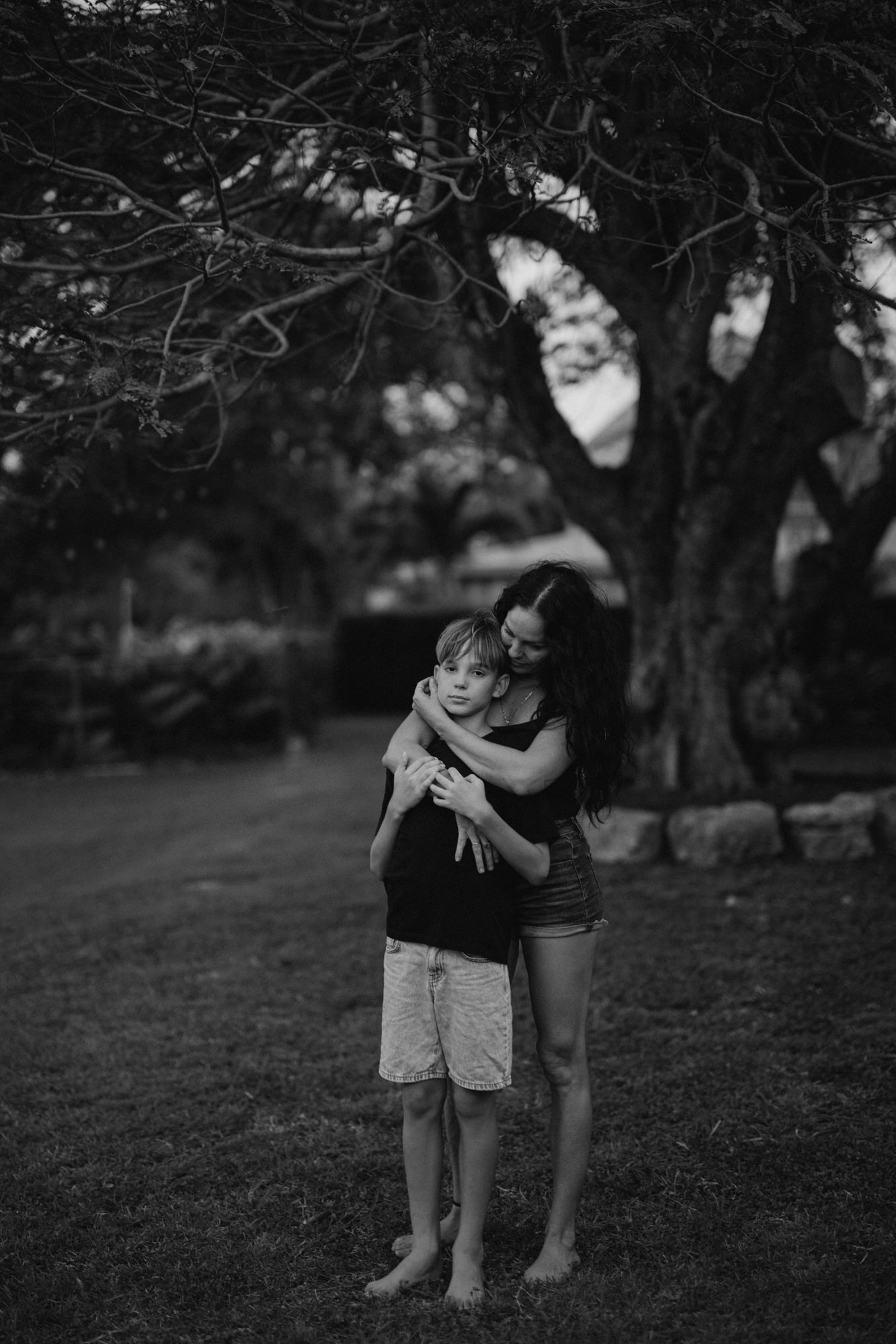 mom and son hugging each other